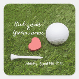 Golf Wedding golfbal en t-shirt met liefde voor gr Vierkante Sticker