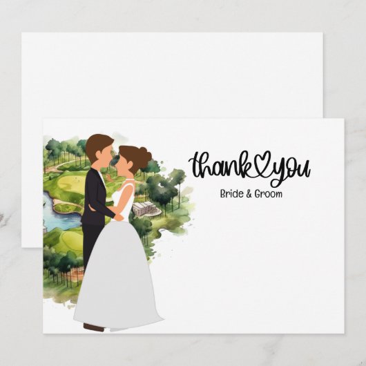 Golf Wedding Hartelijk dank voor de Golfer-waterve Bedankkaart (Voorkant / Achterkant)