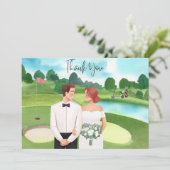 Golf Wedding Hartelijk dank voor de Golfer-waterve Bedankkaart (Staand voorkant)