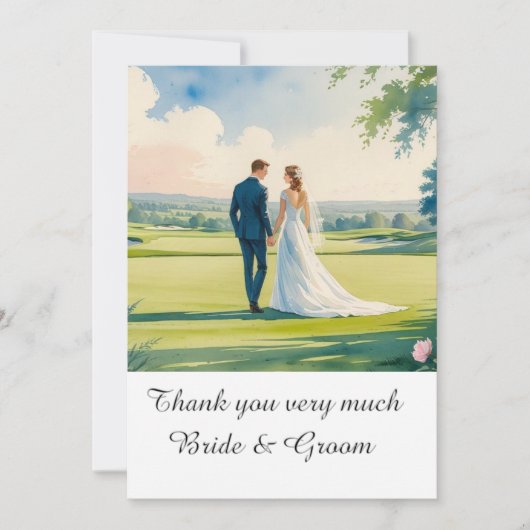 Golf Wedding Hartelijk dank voor de Golfer-waterve Bedankkaart (Voorkant)