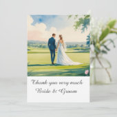 Golf Wedding Hartelijk dank voor de Golfer-waterve Bedankkaart (Staand voorkant)