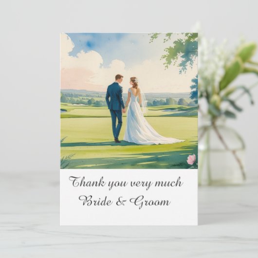 Golf Wedding Hartelijk dank voor de Golfer-waterve Bedankkaart (Staand voorkant)
