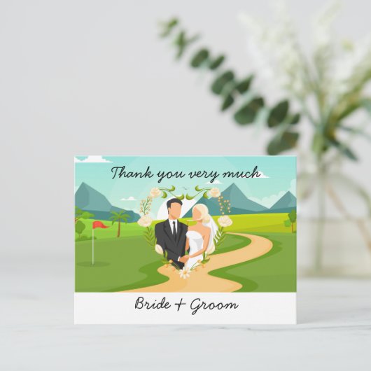 Golf Wedding Hartelijk dank voor de golfer-waterve Briefkaart (Staand voorkant)
