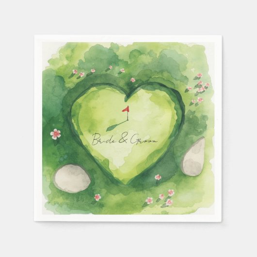 Golf wedding heart shaped golf course servet (Voorkant)