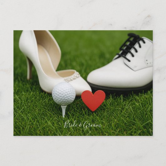 Golf Wedding Invitation card golf bsll met liefde Briefkaart (Voorkant)