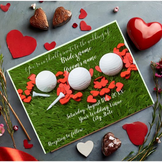 Golf Wedding Invitation card golf bsll met liefde Briefkaart