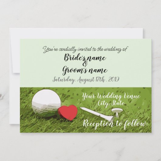 Golf Wedding Invitation card met golfbal Kaart (Voorkant)
