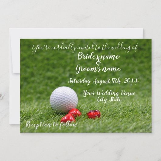 Golf Wedding Invitation card met golfbal Kaart (Voorkant)
