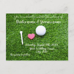 Golf Wedding Invitation card met liefde voor groen Briefkaart