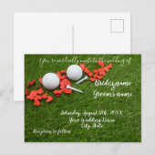 Golf Wedding Invitation card met liefdesharten Briefkaart (Voorkant / Achterkant)