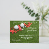 Golf Wedding Invitation card met liefdesharten Briefkaart (Staand voorkant)