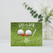 Golf Wedding Invitation card met twee harten Briefkaart (Staand voorkant)