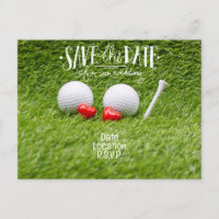 Golf Wedding Invitation card met twee harten