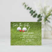 Golf Wedding Invitation card met twee harten Briefkaart (Staand voorkant)