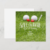 Golf Wedding Invitation card met twee harten Kaart (Voorkant / Achterkant)