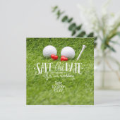 Golf Wedding Invitation card met twee harten Kaart (Staand voorkant)