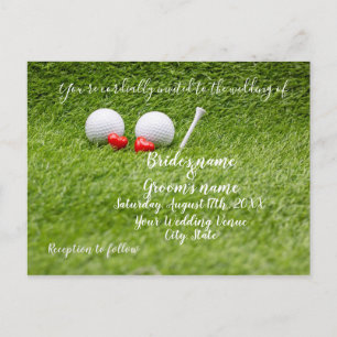 Golf Wedding Invitation card met twee harten op gr Briefkaart