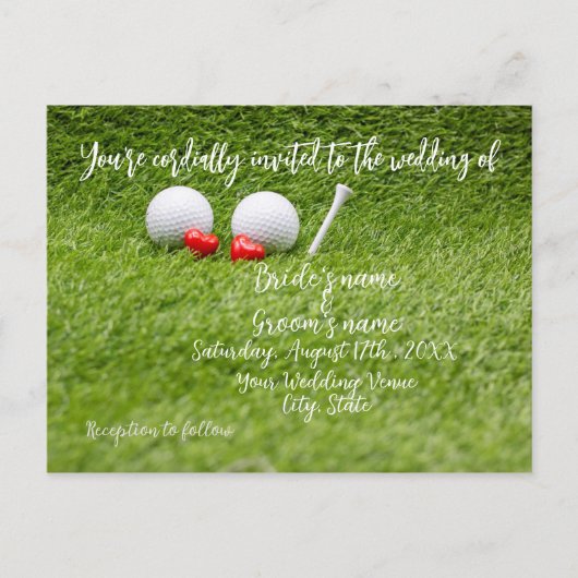 Golf Wedding Invitation card voor Golfer Briefkaart (Voorkant)