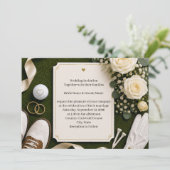 Golf Wedding Invitation with White Roses Kaart (Staand voorkant)