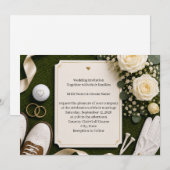 Golf Wedding Invitation with White Roses Kaart (Voorkant / Achterkant)
