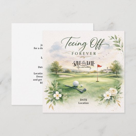 GOLF WEDDING Let’s Par-Tee Save the Date (Voorkant / Achterkant)
