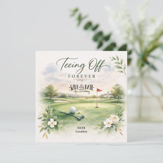 GOLF WEDDING Let’s Par-Tee Save the Date (Staand voorkant)