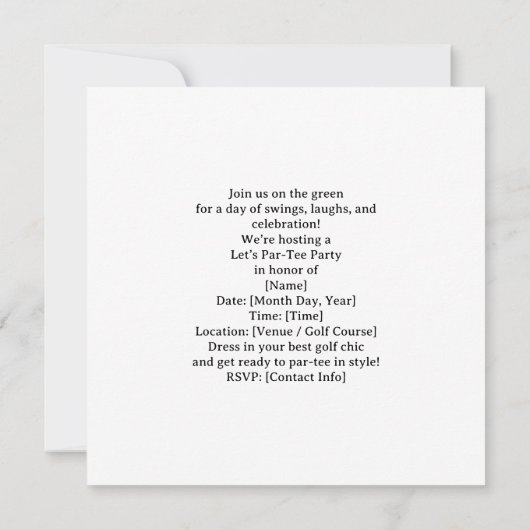 GOLF WEDDING Let’s Par-Tee Save the Date (Achterkant)