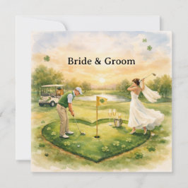 Golf Wedding Lucky in Love St. Patrick's Day theme Kaart