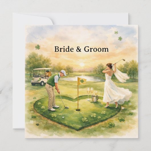 Golf Wedding Lucky in Love St. Patrick's Day theme Kaart (Voorkant)