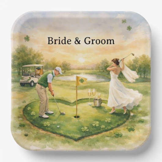 Golf Wedding Lucky in Love St. Patrick's Day theme Papieren Bordje (Voorkant)