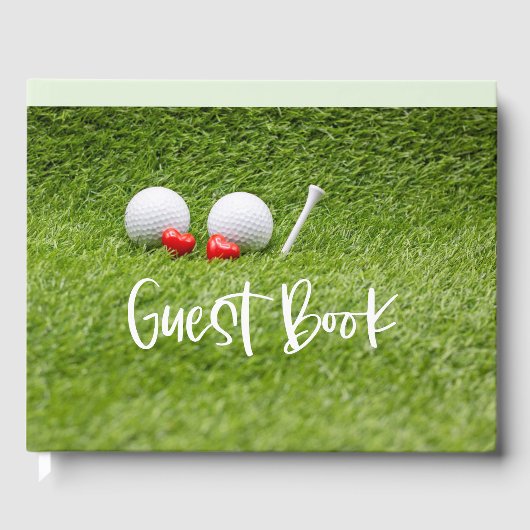 Golf Wedding met twee golfbal in liefde voor groen Gastenboek (Voorkant)