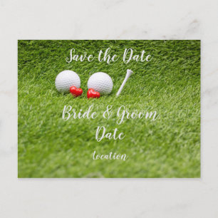 Golf Wedding Party met golfbal en hartliefde Briefkaart