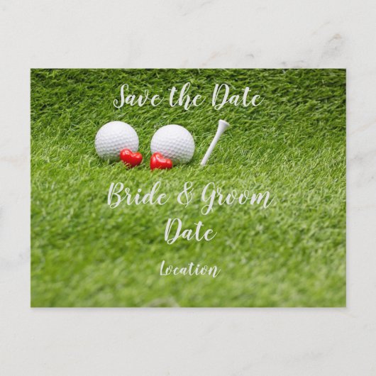 Golf Wedding Party met golfbal en hartliefde Briefkaart (Voorkant)