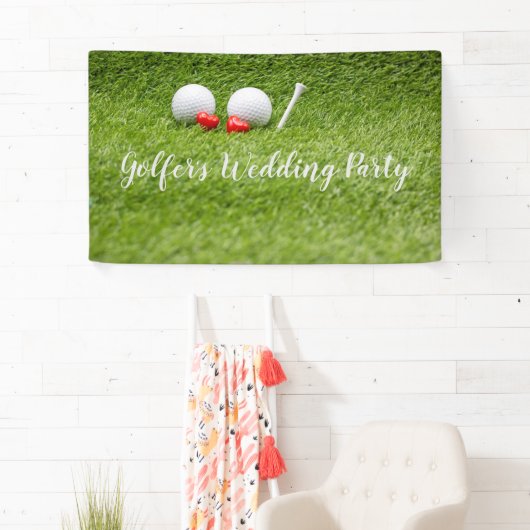 Golf Wedding Party met golfbal en hartliefde Spandoek (Insitu)