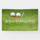 Golf Wedding Party met golfbal en hartliefde Spandoek (Horizontaal)