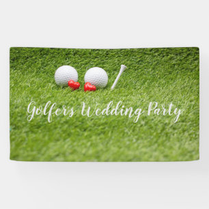 Golf Wedding Party met golfbal en hartliefde Spandoek
