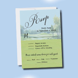 Golf Wedding RSVP Card QR Code Optional  Kaartje