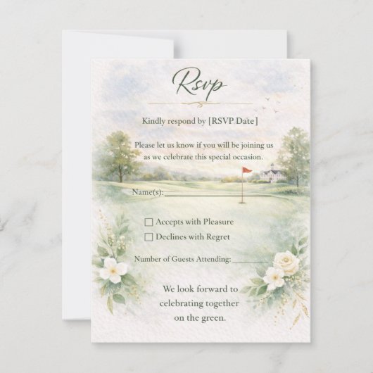 Golf Wedding RSVP Card | Teeing Off Forever  Kaartje (Voorkant)