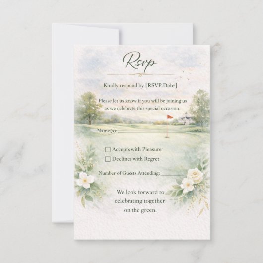 Golf Wedding RSVP Card | Teeing Off Forever Kaartje (Voorkant)