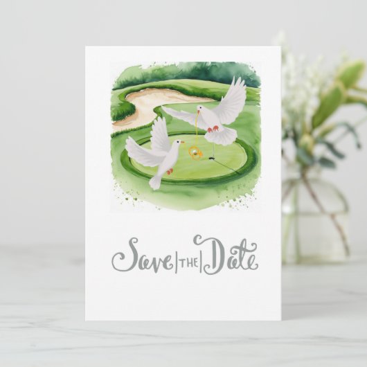 Golf Wedding Save the Date Golf thema Kaart (Staand voorkant)