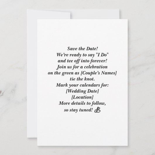 Golf Wedding Save the Date Golf thema Kaart (Achterkant)