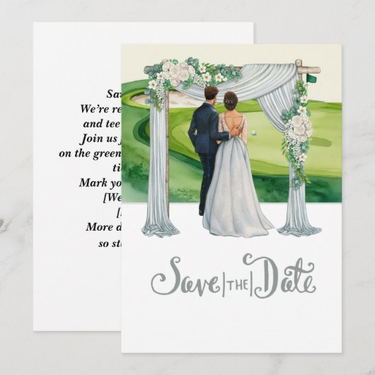 Golf Wedding Save the Date Golf thema Kaart (Voorkant / Achterkant)