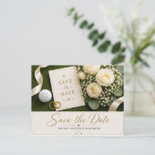 Golf Wedding Save the Date Invitation Briefkaart (Staand voorkant)
