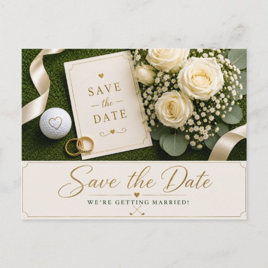 Golf Wedding Save the Date Invitation Briefkaart (Voorkant)