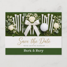 Golf Wedding Save the Date with White Golf Tees