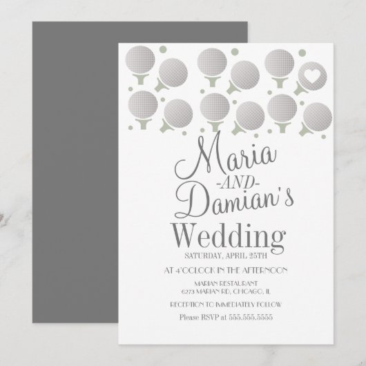 Golf Wedding Sports Stippen and T - shirts Kaart (Voorkant / Achterkant)