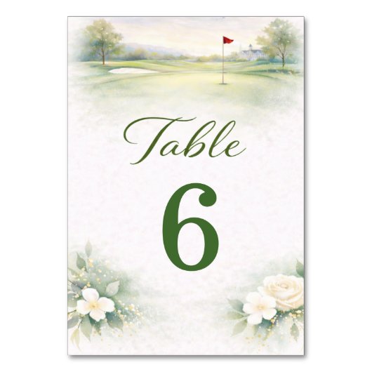 Golf Wedding Table Number Card Kaart (Voorkant)
