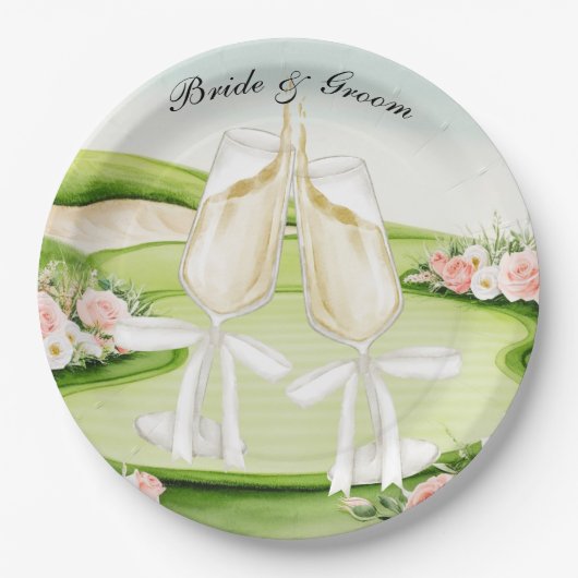 Golf Wedding thema op de golfbaan Papieren Bordje (Voorkant)