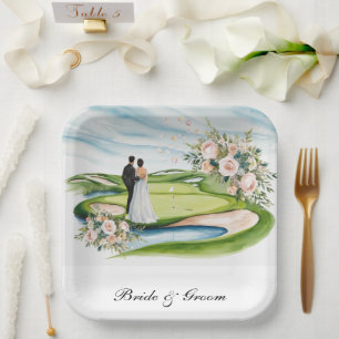 Golf Wedding thema op de golfbaan Papieren Bordje