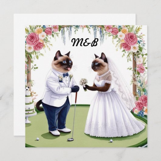 Golf Wedding thema voor Cat Lovers GOLFER Kaart (Voorkant / Achterkant)